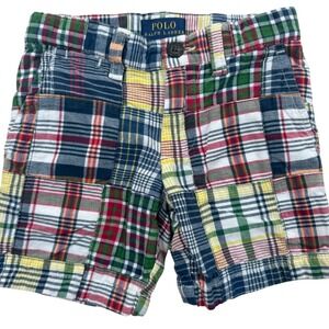 Polo Ralph Lauren Patchwork Madras Shorts Kids 2T Multicolor Plaid Cotton Preppy